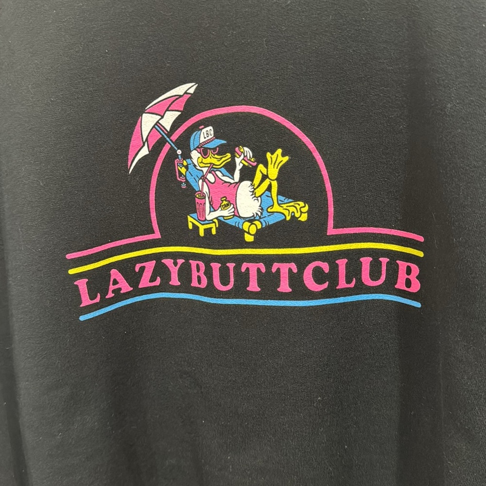 LAZY BUTT CLUB DUCK GRAPHIC CREWNECK BLACK LARGE - Picture 4 of 5